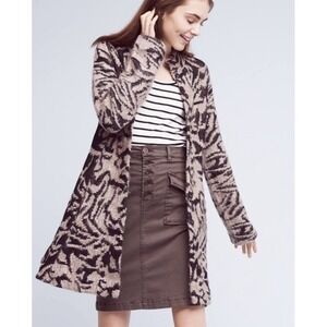 Anthropologie Field Flower Abstract Print Knit Coatigan Jacket Womens Size Small
